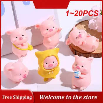 1 ~ 20ШТ Милая мультяшная фигурка свиньи в миниатюре, украшение, статуэтка свиньи из смолы, коллекционная игрушка, сказочный сад, мини-миниатюры