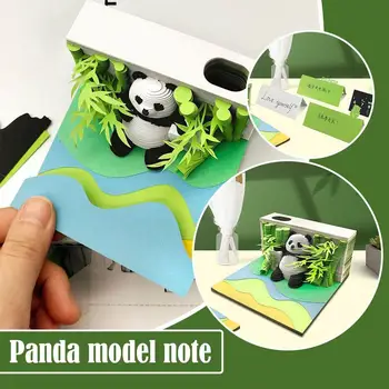 Модель Panda Блокнот Omoshiroi 3D Блокнот, Бумажная модель Mini Panda Блокнот для заметок, Офисные бумажные заметки для планирования