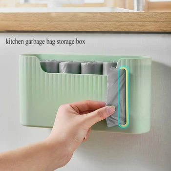 Пластиковый ящик для хранения мешков для мусора Настенный Без перфорации Съемный Кухонный Органайзер для мешков для мусора Кухонные Принадлежности
