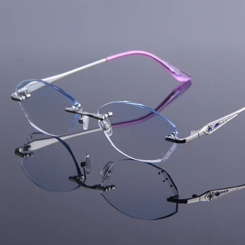 Роскошные очки для чтения без оправы, женский модный бренд, дальнозоркость, Пресбиопия, Сверхлегкие очки из смолы с твердым покрытием, защищающие от усталости,