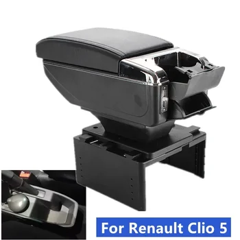 Для Renault Clio 5, коробка для подлокотников для автомобиля Renault Clio 5, Центральный ящик для хранения, Модернизация салона с помощью автомобильных аксессуаров USB