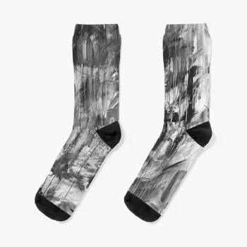 Потерянная душа во сне, черно-белая абстрактная живопись, носки, забавные роскошные носки, Мужские Носки, женские носки