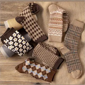 1 Пара женских носков-трубочек, осень-зима, утолщенные теплые шерстяные носки в стиле ретро на заказ, Рождественские Подарки