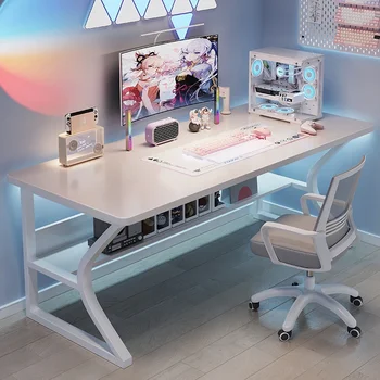 Белые деревянные компьютерные столы, Простые столы для спальни, современные столы для киберспортивных игр, Настольный домашний офисный стол и набор стульев