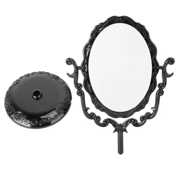 Настольный столик с поворотным зеркалом для макияжа в готическом винтажном стиле Comestic, розовое зеркало с одной стороны (черное)