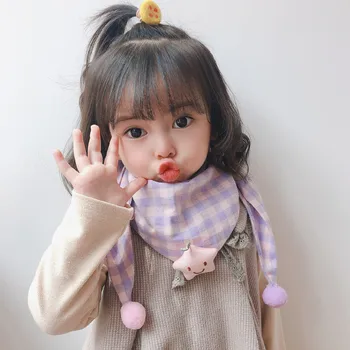 Хлопковый детский шарф с корейским мультяшным дизайном, теплый и универсальный для мальчиков и девочек осенью и зимой.