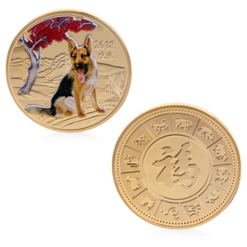 Памятная Монета H55A 2018 Собака Новый Год Золотой Серебряный Щенок Коллекция Художественных Сувениров