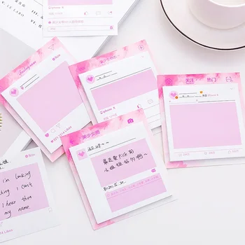 30 Листов Милых розовых самоклеящихся заметок, Самоклеящиеся стикеры Kawaii, блокнот для заметок, Японские офисные школьные принадлежности