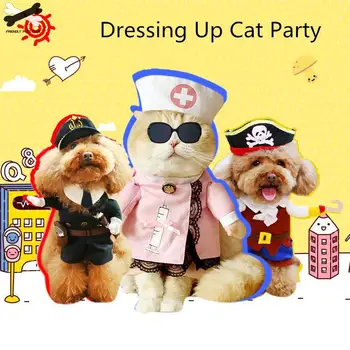 Забавная одежда для кошек Костюм Пирата Одежда для костюма кошки Одежда Корсара Одежда для Хэллоуина Переодевание Костюм для вечеринки с котом Костюм 23