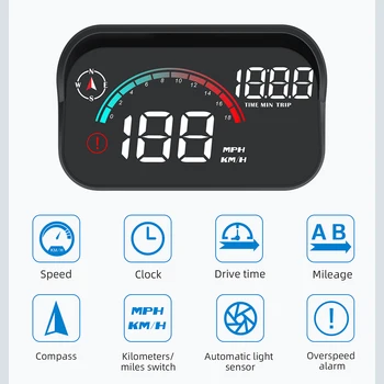 Автомобильный Головной Дисплей Проекторный Экран Измеритель Скорости Сигнализация Превышения Скорости Автомобильный GPS HUD с Одометром Умный Головной Дисплей ЖК Дисплей
