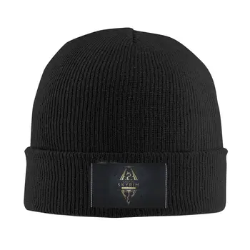 Вязаная шапка с логотипом Skyrim, вязаная шапка, мужская женская крутая унисекс, подарок для видеоигр, теплые зимние шапочки, кепка