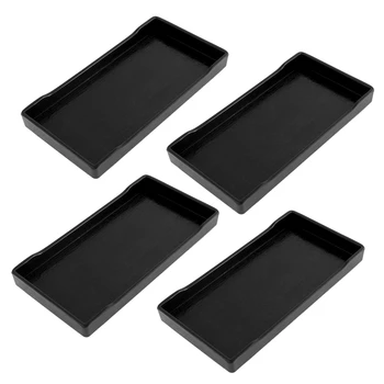 4-Кратный Пластиковый прямоугольный поднос для ланча, черный