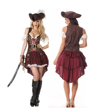 Женские костюмы пиратов Карибского моря TPRPCO, женский пиратский косплей, женский костюм на Хэллоуин NL177