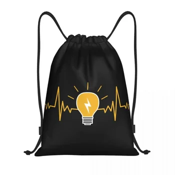Электрическая лампочка с сердцебиением Электрика, рюкзак на шнурке, спортивная сумка для мужчин и женщин, рюкзак для покупок от инженера-электрика