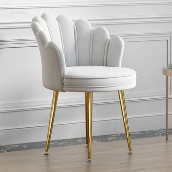 Простой кухонный стул, современные бархатные обеденные стулья, стул для макияжа в спальне, мебель для домашней столовой, стул для отдыха с железной спинкой