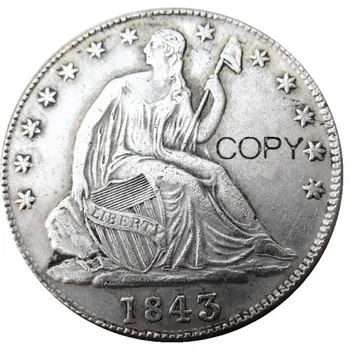 1843 доллара США, Посеребренные копировальные монеты в полдоллара с сиденьем Liberty