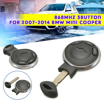 868 МГц Дистанционный 3 Кнопки Смарт-Ключ С Неразрезанным Лезвием PCF7952 Чип CR2032 Аккумулятор Для BMW Для Mini Cooper 2007-2014