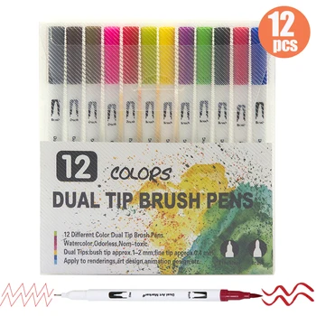 120 Цветов 0,4 мм Наконечники для тонкой подводки Набор художественных маркеров с двумя наконечниками Гибкие цветные ручки Идеально подходят для рисования Художественные принадлежности