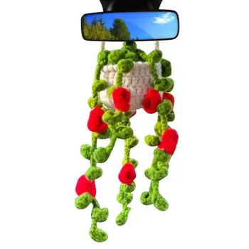 Автомобильные аксессуары ручной вязки крючком Корзина для растений для автомобиля Автомобильные Аксессуары для подвесных зеркал Украшения интерьера автомобиля