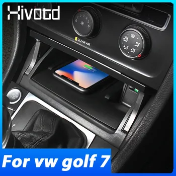 Автомобильное беспроводное зарядное устройство QI Аксессуары Детали интерьера 10 Вт Пластины для быстрой зарядки Держатель телефона для Volkswagen VW Golf 7 MK7 2019-2014