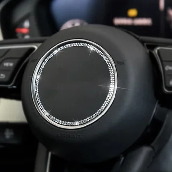 Наклейка с эмблемой на рулевом колесе автомобиля с бриллиантовой отделкой для интерьера Audi A3 A4 A5 A6 A7 A8 Q3 Q5 Q7 Q8 A1 B9 C7 A6L S3 S5 S7 TT