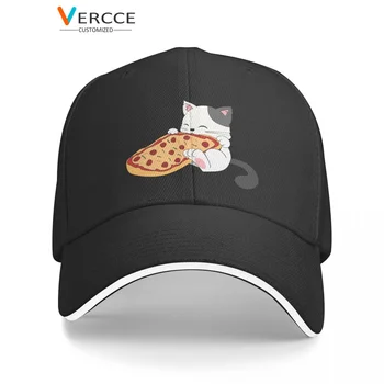 Поедание пиццы, Владелец домашнего животного, кошка, бейсболки, шляпы, высококачественный чехол, модные головные уборы унисекс