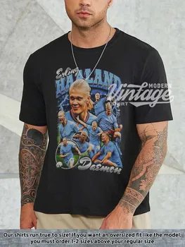 Футбольная рубашка Erling Haaland классическая футболка с графическим рисунком 90-х, унисекс, бутлег, винтажный подарок в стиле ретро