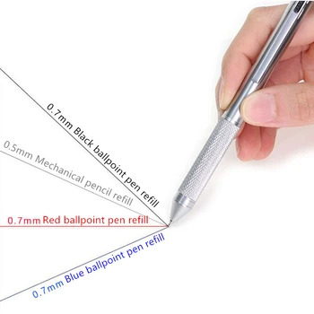THE9 4в1 Металлическая разноцветная шариковая ручка для делового офиса, принадлежности для школьников, Механический карандаш для письма