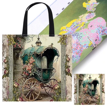 Набор для вышивания, холщовая сумка для вышивания крестиком с иглой / Инструкцией / Цветными нитками, Винтажная каретка для плакатов для начинающих