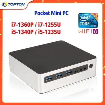 Карманный мини-ПК 13-го поколения i5 1340P i7 1360P 2xDDR5 NVMe SSD Windows 11 Pro NUC Мини-Игровой ПК Портативный Компьютер 3x4 K HTPC WiFi6
