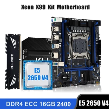 Комбинированный комплект материнской платы Kllisre X99 LGA 2011-3 Xeon E5 2650 V4 CPU DDR4 16 ГБ 2400 МГц ECC-памяти