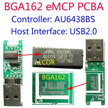 USB ФЛЭШ-НАКОПИТЕЛЬ PCBA, AU6438BS USB2.0, Поддержка eMCP BGA162, самодельная трубка мобильного телефона eMCP NAND FLASH, Устройство чтения карт памяти PCBA