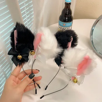 Плюшевая повязка на голову с кошачьими ушками, женский сексуальный головной убор, повязка на голову кошки