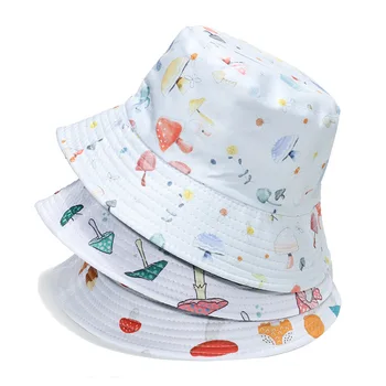 2022 Новая летняя Шляпа-ведро с грибным принтом для женщин, мужчин, черепа, Уличная Складная шляпа рыбака Боба, панамы от солнца Gorros для девочек
