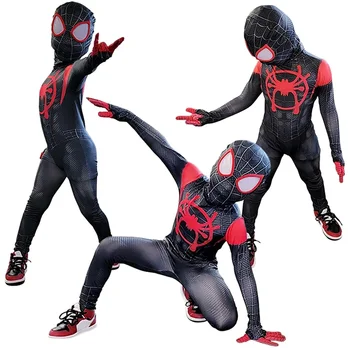 Человек-паук, аниме супергероя Майлза Моралеса, косплей-костюм, боди, комбинезон, костюм для вечеринки на Хэллоуин для детей и взрослых