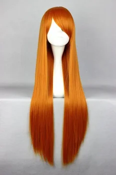 Ева Аска Лэнгли Сорью длиной 80 см, Оранжево-красные Термостойкие Волосы, Парик для косплея + Бесплатная Шапочка для парика