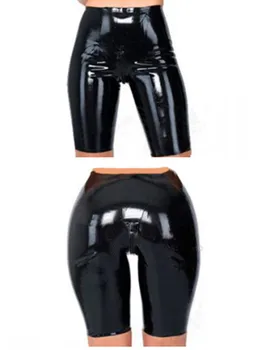 Новые резиновые черные латексные брюки ручной работы длиной до колена, боксерские шорты с застежкой-молнией в промежности, сшитые на заказ