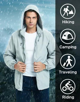 Весна / Зима 2024, однотонное мужское пальто для бега с капюшоном, водонепроницаемая ветрозащитная спортивная куртка, повседневная куртка на открытом воздухе, пальто