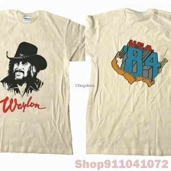 80-е годы, мужская футболка Waylon Jennings Draw 84, футболка из натурального хлопка H7154, мужская футболка из 100% хлопка, женская футболка