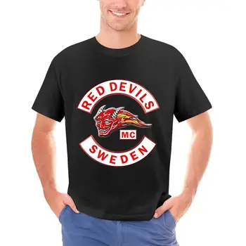 Футболка Red Devils Mc Sweden с графическим рисунком, мужские модные хлопковые топы с короткими рукавами, одежда черного цвета (2)