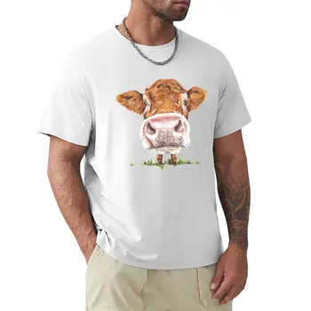 Футболка с милой коровой, милая одежда, корейская модная мужская хлопковая футболка
