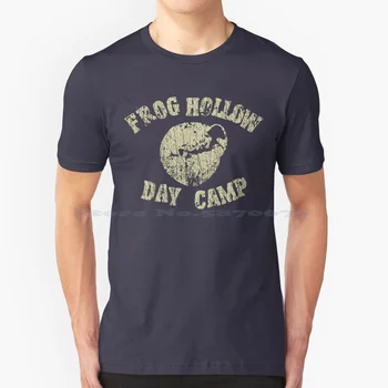 Frog Hollow Day Camp 1969 Футболка из 100% хлопка, футболка 1960-х, 1969 Авангардный Библейский лагерь, Классический кемпинг Frog Hollow Day Camp, пешие прогулки