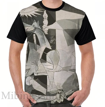 Мужская футболка с забавным принтом, женские топы, футболка Picasso Guernica, графическая футболка с круглым вырезом и коротким рукавом, повседневные футболки