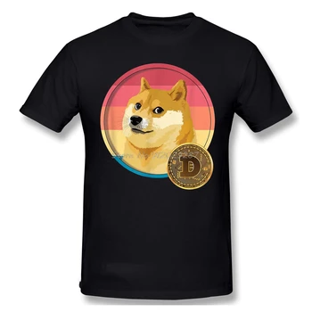 Мужчины Doge Dogecoin Биткоин Цифровая Валюта Футболка Ретро Doge Crypto Meme Винтажная Футболка Из Чистого Хлопка Футболки Harajuku Рубашка