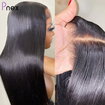 Бесклеевой воздухопроницаемый парик Wear Go, бразильские прямые парики из человеческих волос, предварительно отбеленные, HD Прозрачный, предварительно вырезанный парик с кружевной застежкой 4x4