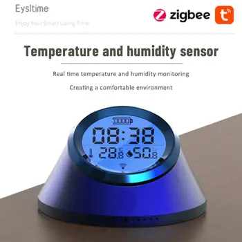 Интеллектуальные часы с датчиком температуры и влажности Zigbee Tuya с подсветкой экрана, измеритель температуры и влажности в умном доме