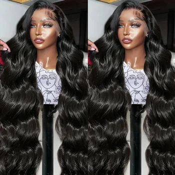 Tewjig 32-дюймовый парик с объемной волной 13x6 на кружеве из человеческих волос 150 плотности, бесклеевой парик из бразильских волос для женщин