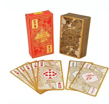 КРАСНЫЙ/ЧЕРНЫЙ Пластиковый покер из ПВХ, водонепроницаемые игральные карты с рисунком золотого дракона, креативный подарочный покер