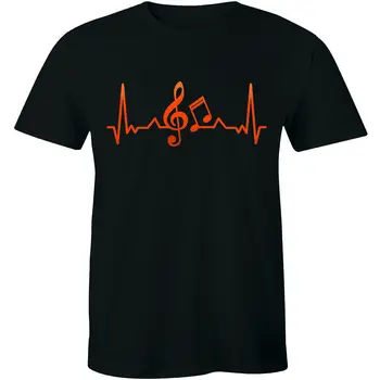 Музыкальные ноты Футболка с сердцебиением Love Music Певица Танцовщица Музыкант Подарочная футболка