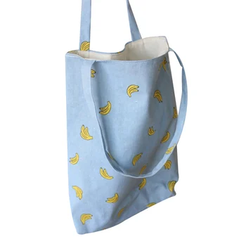 Хлопчатобумажная льняная сумка на молнии большой емкости с банановым дизайном в стиле ретро для работы, пляжных путешествий